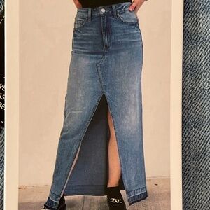 Rewash high slit maxi skirt denim jean released hem size 9/29 trendy western NWT